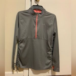 EUC Avía Side Ruche Running Sweatshirt Gray & Coral Women’s